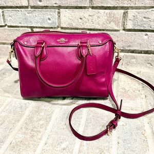Coach Mini Bennett Pebbled Leather Satchel Crossbody – Magenta